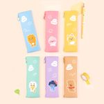Kakao Friends Little Friends Lovely Mini Flat Pencil Case | Slim 10-Pen Capacity | Lightweight & Water-Resistant PVC | Made in Korea